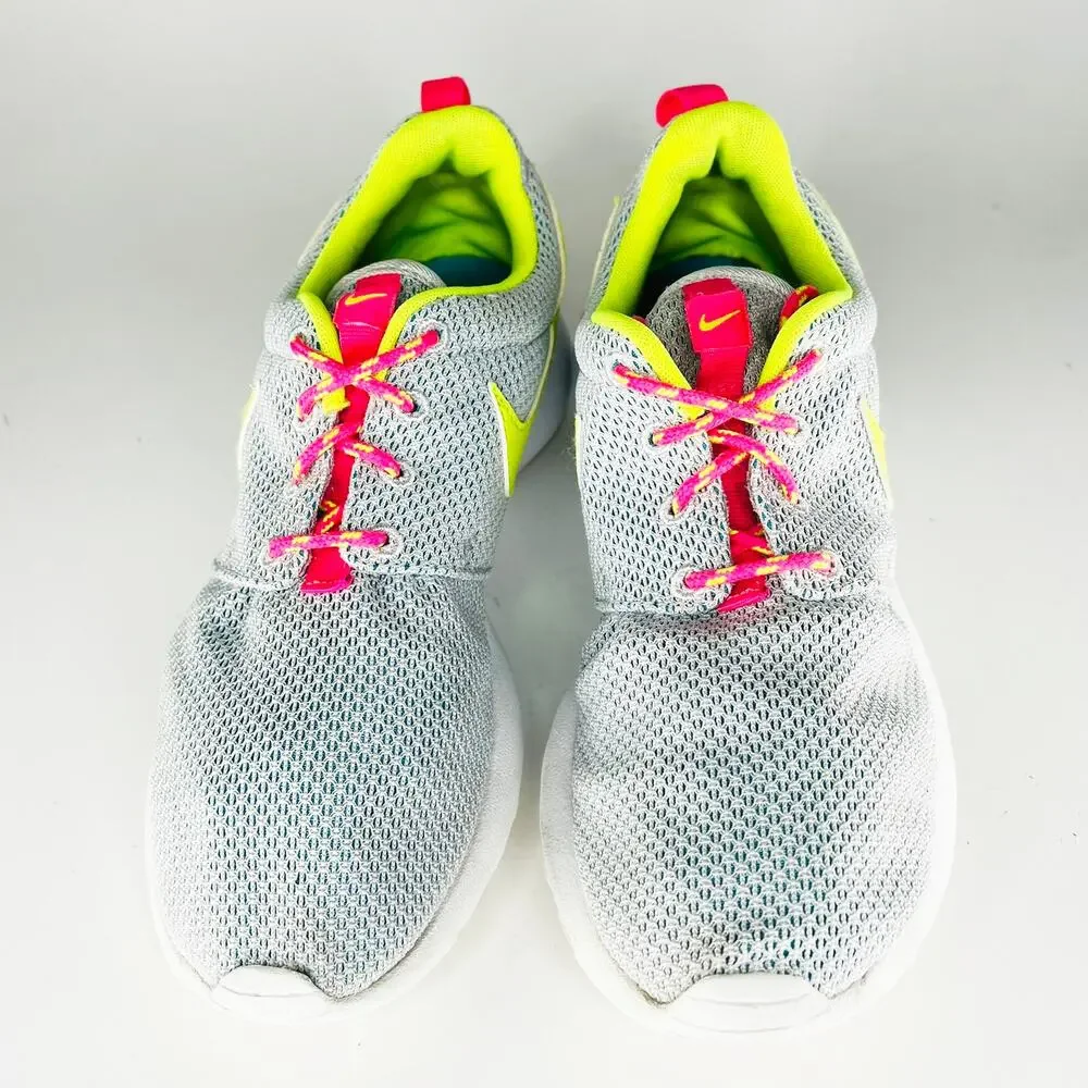 Nike Roshe One Running Sneakers Shoes Grey Yellow Pink Women 8 / Youth 6.5